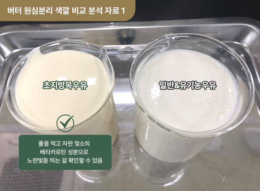 초지방목우유, 일반우유 비교1
